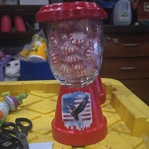Red Candy Dispenser with Eagle Design.